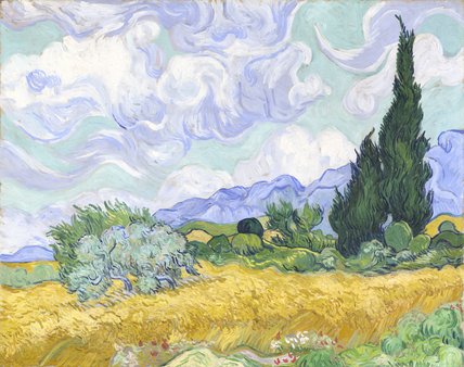 A Wheatfield, with Cypresses, 1889 by Vincent van Gogh (From the National Gallery website)